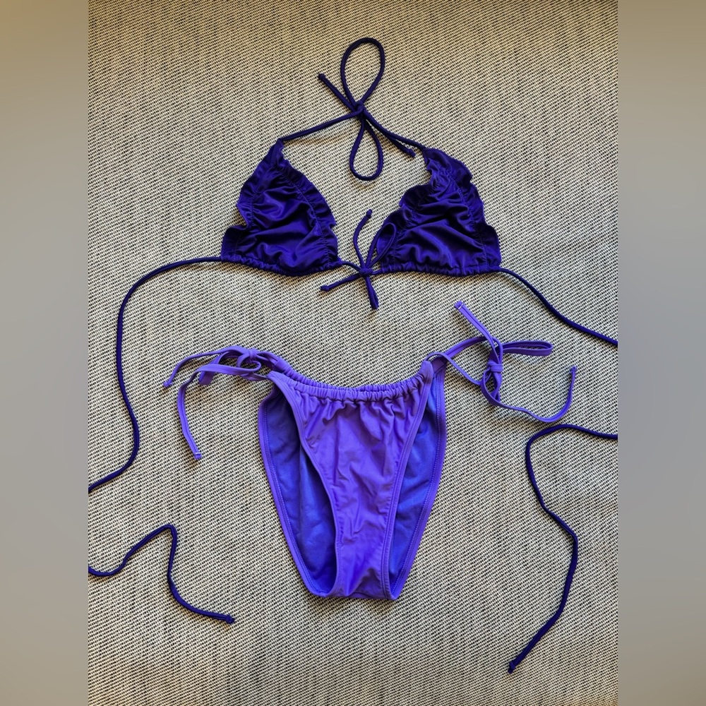 Monochrome Purple Bikini Set — High-Leg Tie Bottoms 🔮